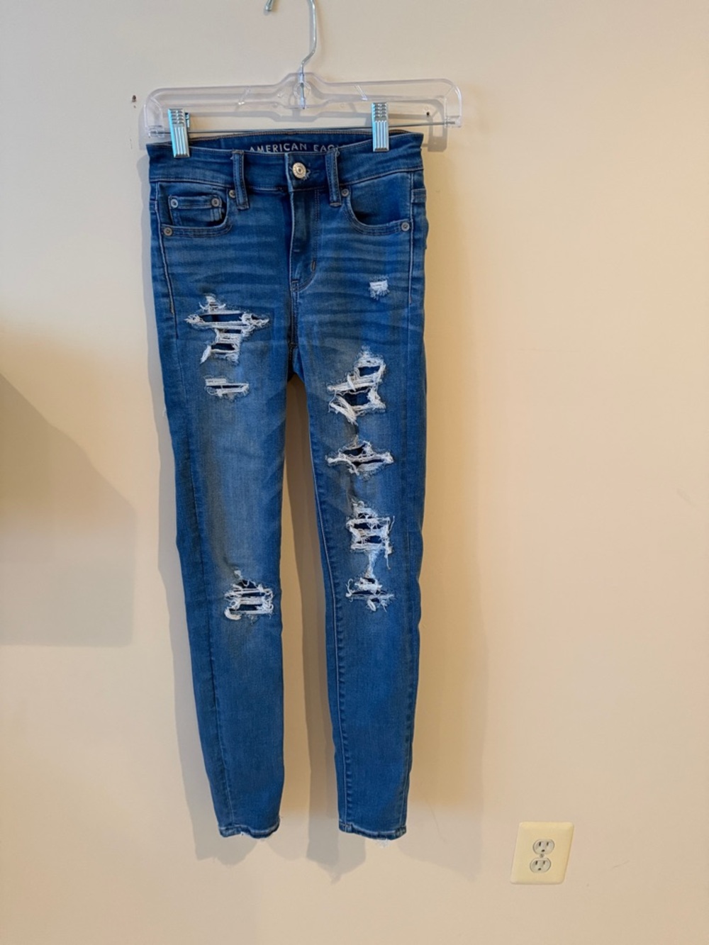 American Eagle Outfitters Ripped Skinny Jeans - Blue